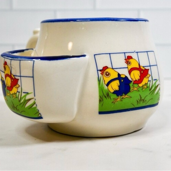 Vintage Ceramic Mug Cup with Biscuit or Cookie Pocket Chicken Chick Theme - Picture 1 of 3